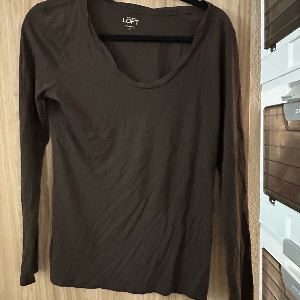 LOFT Chocolate Long Sleeve Tee